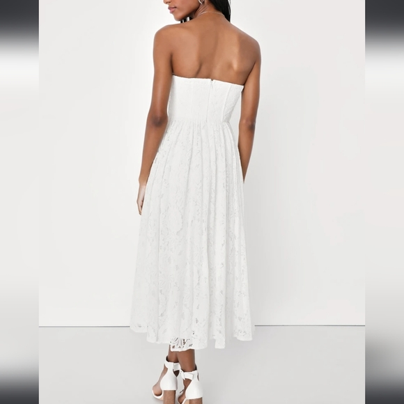 Lace midi dress NWT bustier top - bridal wedding event dress - Picture 2 of 8